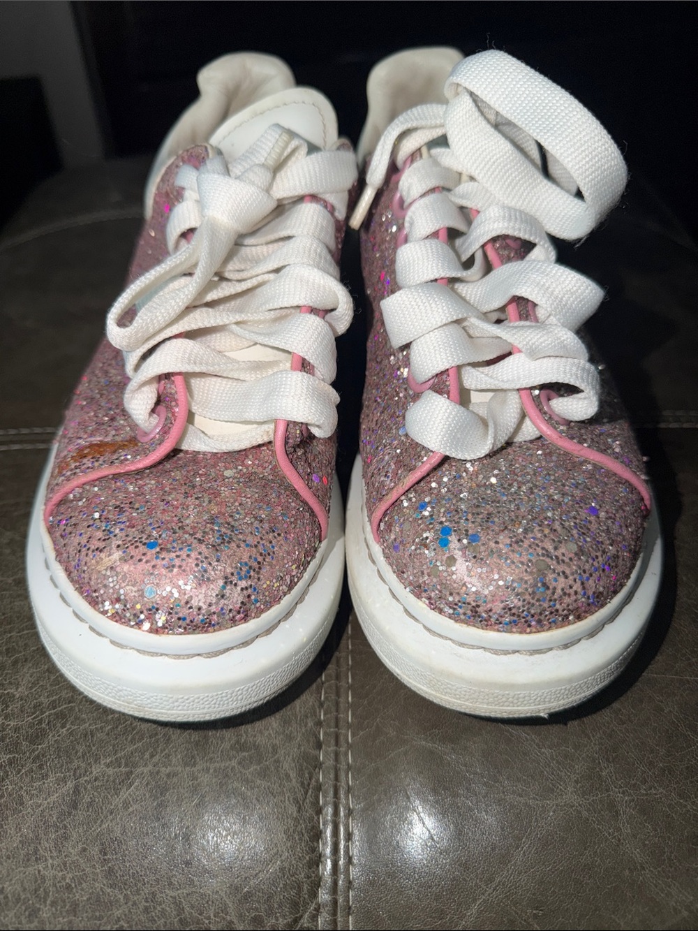 Alexander McQueen Pink Glitter' Sneakers with White Laces